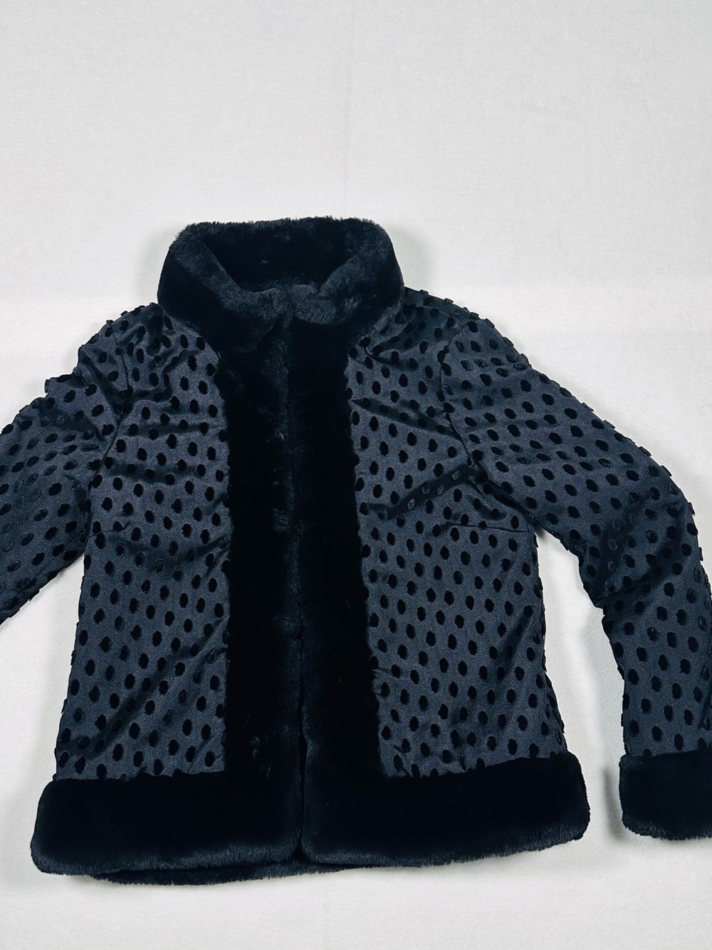 Marc by Marc Jacobs Faux Fur Trim Polka Dot Jacket Black Size 4